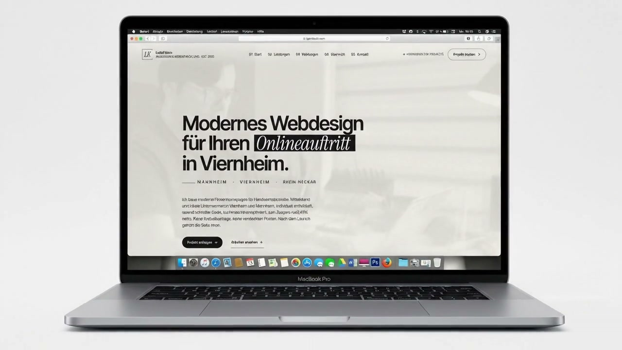 Eine fertige Webseite von Lukas Keßler, dargestellt auf einem aufgeklappten Laptop